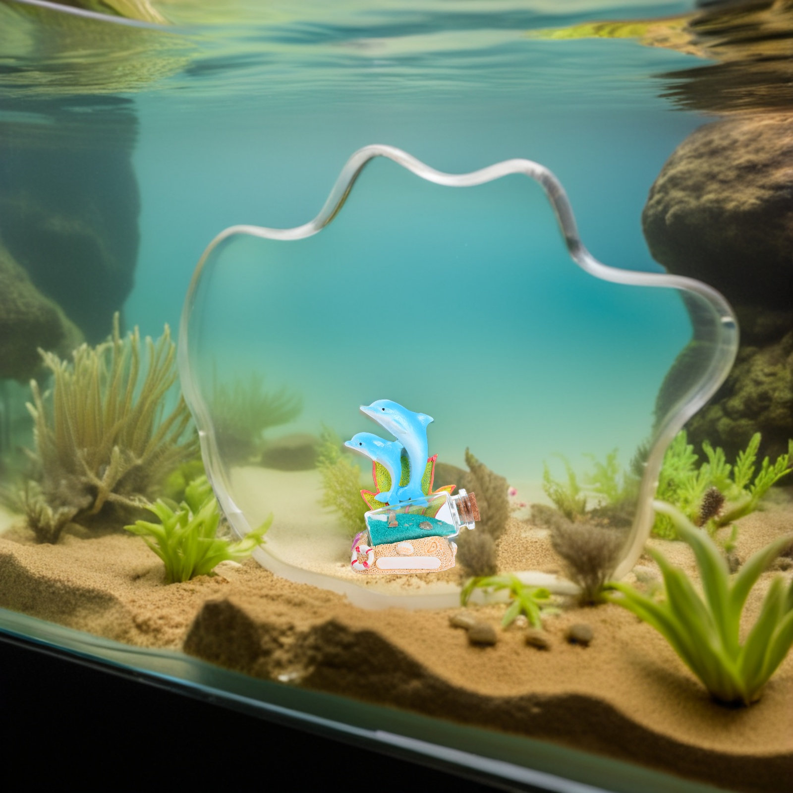 Aquarium Fish Dolphin - Dolphin Resin Sculpture Drift Bottle Ocean