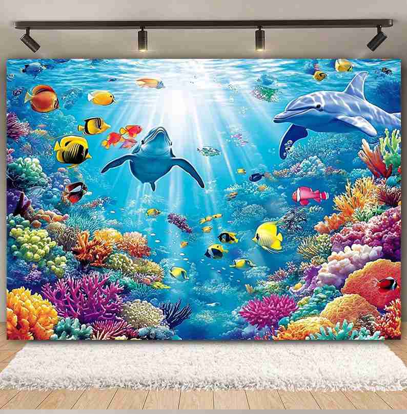 Underwater World Background  F - Aquarium Fish Dolphin 评论和价格